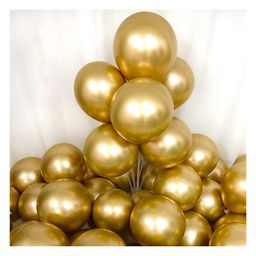 Untumble Metallic Mirror Finish 25cm Gold Latex Chrome Balloons for Birthday Decoration Pack of 50-image-89