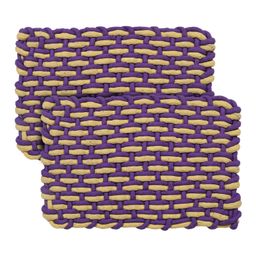 Kuber Industries Cotton Rectangle Door Mat For Porch/Kitchen/Bathroom/Laundry Room,Pack of 2(Purple) 54KM3973-14