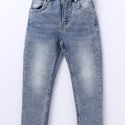 Babyhug Full Length Solid Denim Jeans - Blue-picture-18
