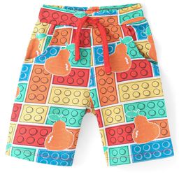 Babyhug Cotton Looper Knit Shorts with Pear & Blocks Print - Multicolour-image-58