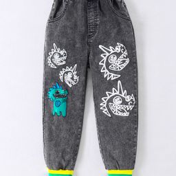 Kookie Kids Full Length Monsters Printed Jeans - Black-image-53