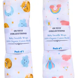 Outfit Collections 100% Organic Cotton Muslin Swaddles Blanket pack of 2 - Multicolor-picture-44