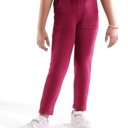 Honeyhap Premium Velour Knit Full Length Bio Finish Solid Leggings - Dark Pink-image-77