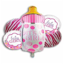 Decor Mantra it's girl printed bottle shape foil balloon for baby shower and girls first birthday decoration - Pink - Pack of 5-image-96