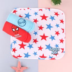 Babyhug Marvel Interlock Knit Hands and Face Towels With Spider Man Graphics L 29 x H 29 cm Pack of 3 - White Light Blue Red-36
