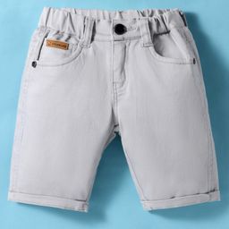 Olio Kids Cotton Knit Above Knee Length Solid Color Shorts - Grey-image-42