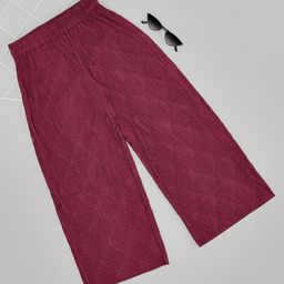 Pantaloons Junior Viscose Rayon Threadwork Embroidered Wide Leg Pant - Maroon-image-4