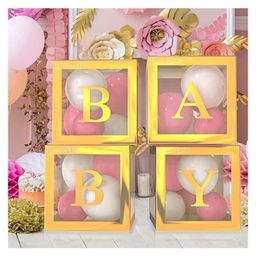 Décor Mantra balloon box baby for baby shower decoration items girl & boy decoration-Pack of 4 - Gold-23