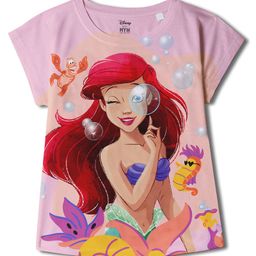 Wear Your Mind Disney The Little Mermaid Featuring Half Sleeves Ariel Printed Top - Pink-image-70