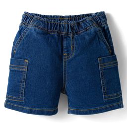 Bonfino Cotton Woven Knee Length Washed Denim Shorts with Pocket Detail - Blue-picture-48