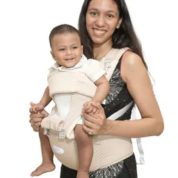 Kids Station Premium Baby Carrier with Hip Seat 9 Carry Styles, 100% Cotton, Breathable Mesh Panel Infant to Toddler Carrier for Indian Climate (Beige, 6-24 Months)-picture-11
