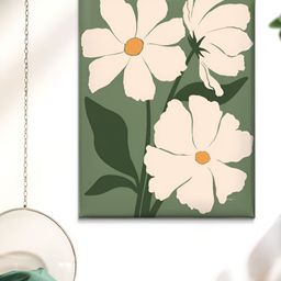 Livin'luxe Green & White Floral Canvas Wall Art-picture-0