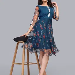 FULPARI Women Floral Printed Fit & Flare Midi Dress-image-10