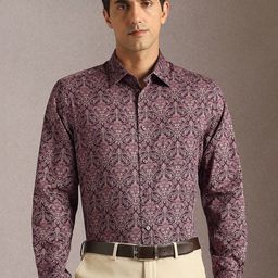 Louis Philippe Men Ethnic Motifs Printed Spread Collar Cotton Formal Shirt-image-22