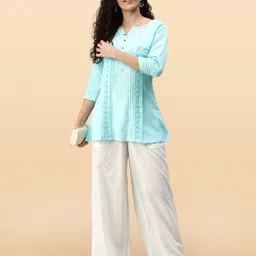 Anouk Rustic Floral Embroidered Thread Work Thread Work Pleated Kurti image 2