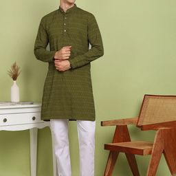 FUBAR Men Ethnic Motifs Pure Cotton Kurta with Pyjama-image-89