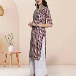 7Threads Selection Of 2 Geometric Printed Round Neck Straight Kurtas image 5