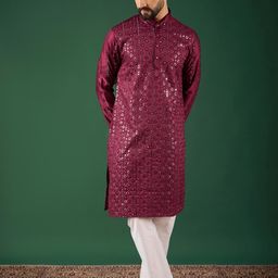 Anouk Men Geometric Mirror Work Kurta-19