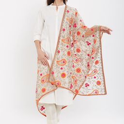 Dupatta Bazaar Women Orange Embroidered Dupatta-18