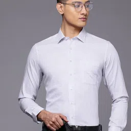 Louis Philippe Men Slim Fit Windowpane Checked Pure Cotton Formal Shirt-picture-18