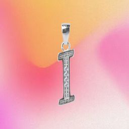 Paavni Girls 925 Sterling Silver Rhodium-Plated Cubic Zirconia Studded I Letter Pendant-18
