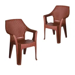 Maharaja Delta Arm Rest Plastic Chair Metallic Brown for Home, Office (Set of 2)-image-69
