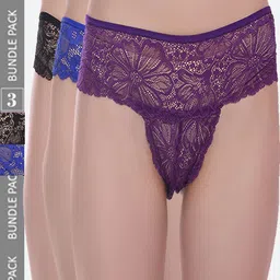 Fleurt Pack Of 3 Assorted Lace Bikini Briefs - HOBFPT3-OS-13-image-39