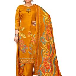 DRAVINAM Trends Floral Printed Pashmina Unstitched Dress Material-image-1