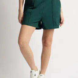 Reebok Women Brand Logo Embroidered Mid Rise Cotton Regular Fit Shorts-picture-0