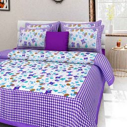 Aura Yellow Floral 144 TC Queen Bedsheet with 2 Pillow Covers-image-76