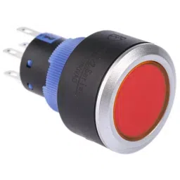 RS PRO Illuminated Push Button Switch Momentary 22.2 mm DPDT Red LED 250 V AC, 1758888-3