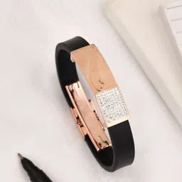 Brado Jewellery Men Rose Gold-Plated Artificial Stones Studded Wraparound Bracelet-image-48