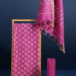 Taavi Floral Block Printed Pure Silk Unstitched Dress Material-image-61