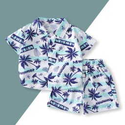 YK Boys Printed Shirt & Shorts Clothing Set-29