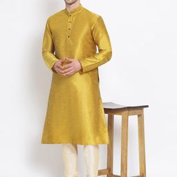 Sanwara Men Gold Solid Straight kurta-image-82