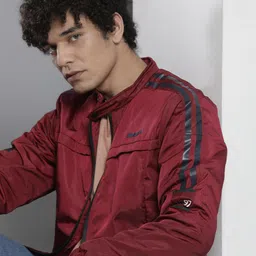 The Indian Garage Co Men Maroon Solid Tailored Jacket-picture-38