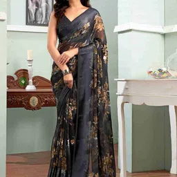 SANJANA SILK Floral Printed Maheshwari Saree-image-42