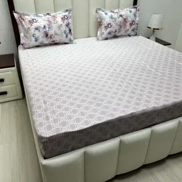 Pure Decor Royal Majestic Grey Floral 260 TC Cotton King Bedsheet Set 2.74 m x 2.74 m-image-80