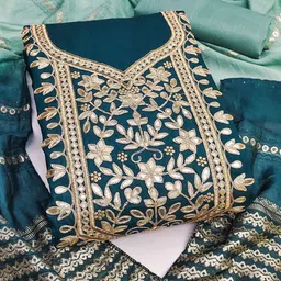 Mitera Embroidered Art Silk Unstitched Dress Material-image-71
