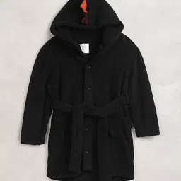 Cherry Crumble By Nitt Hyman Full Sleeve Solid Bath Robe - Black-picture-43