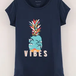 Lazy Bones Half Sleeves Top Text Print - Blue-picture-7