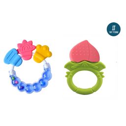 Tiny Tycoonz Fruit Shape and Rattle Silicone Teether Pack of 2 - Multicolor-6