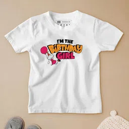 Be Awara Half Sleeves I'm The Birthday Girl Printed Tee - White-picture-26