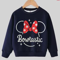 KUCHIPOO Disney Featuring Full Sleeves Minnie Printed Cotton Fleece Winter Wear Sweatshirt - Navy Blue-picture-49