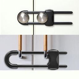 Safe-O-Kid Heavy Duty Almirah Cupboard U Shaped Lock - Premium Security Lock for Cabinets & Doors - Black, Pack of 12-10