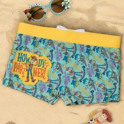 Disney by Yellow Bee Toy Story Characters Printed Swimming Shorts - Yellow & Green-picture-7