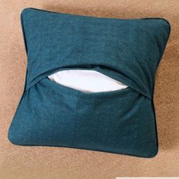 Peepul Tree Chintz Cream & Navy Blue Geometric Textured Cotton Square Cushion Covers-6