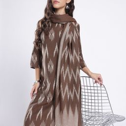Anouk Rustic Ikat Woven Design Straight Kurta with Trousers & Dupatta-picture-41