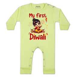 Arvesa Kids-Unisex Yellow Cotton Rompers-picture-24