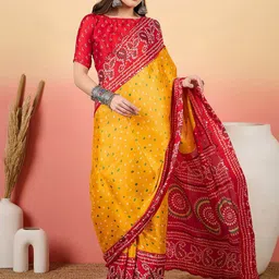 Sangria Bandhani Saree With Blouse-image-97